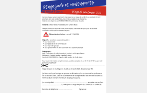 🥋 Stage Judo &amp; Multisports – Vacances d’avril 2026