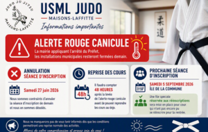 Annulation de la séance d'inscription du samedi 27 juin et informations sur la reprise des cours