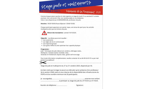 Stage Judo &amp; Multisport – Vacances de la Toussaint 2025