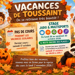 🍂 Vacances de la Toussaint et stage Judo & Multisports 🥋